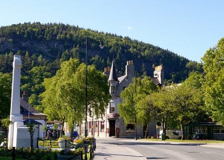 The town centre of Ballater in Royal Deeside, Scotland