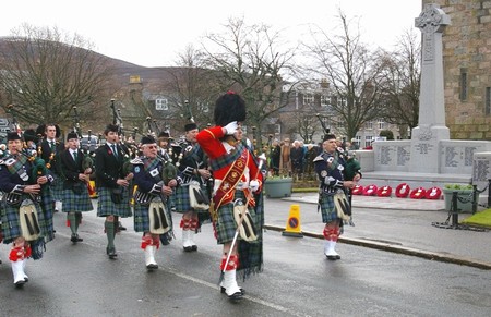 Ballater Pipe Band on Remembrance Sunday
